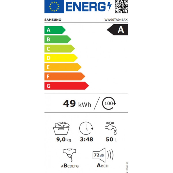 Samsung WW90TA046AX Πλυντήριο Ρούχων 9kg