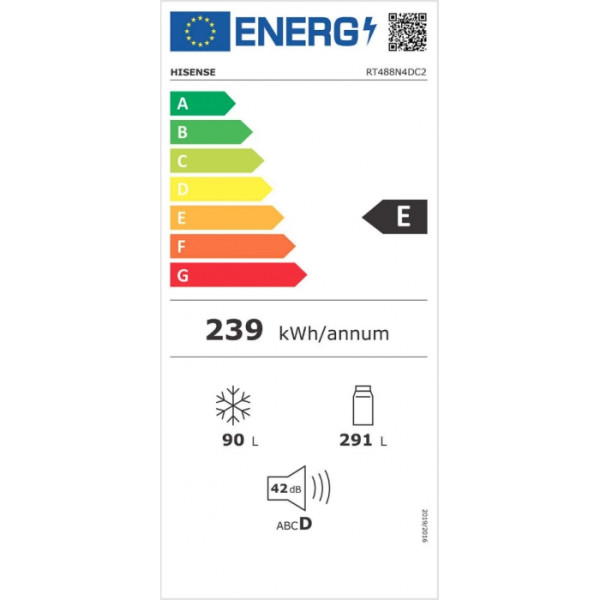 Hisense RT488N4DC2 Ψυγείο Δίπορτο 381lt NoFrost