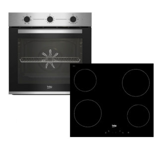Beko BBIE12100XC + HIC64400E Φούρνος άνω Πάγκου 66lt με Κεραμικές Εστίες Π59.4εκ. Inox