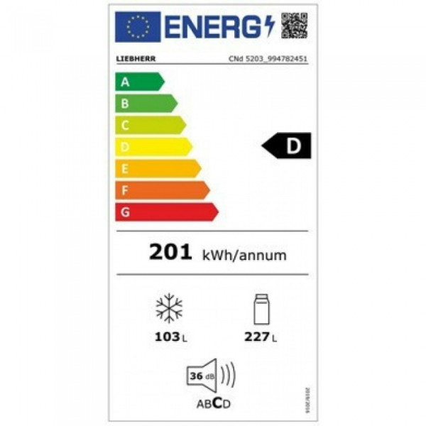 Liebherr CNd 5203 Ψυγειοκαταψύκτης 330lt NoFrost Υ185.5xΠ59.7xΒ67.5εκ. Λευκός