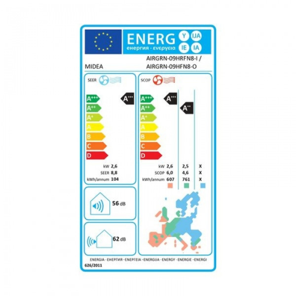 MIDEA AIRGREEN AIRGRN-09HRFN8/09HFN8 9000BTU