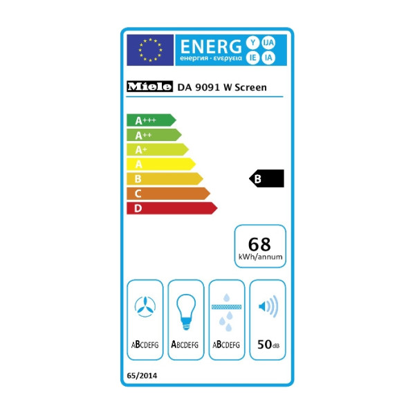 Miele DA 9091 W Screen OBSW Απορροφητήρας Καμινάδα 90cm Μαύρος