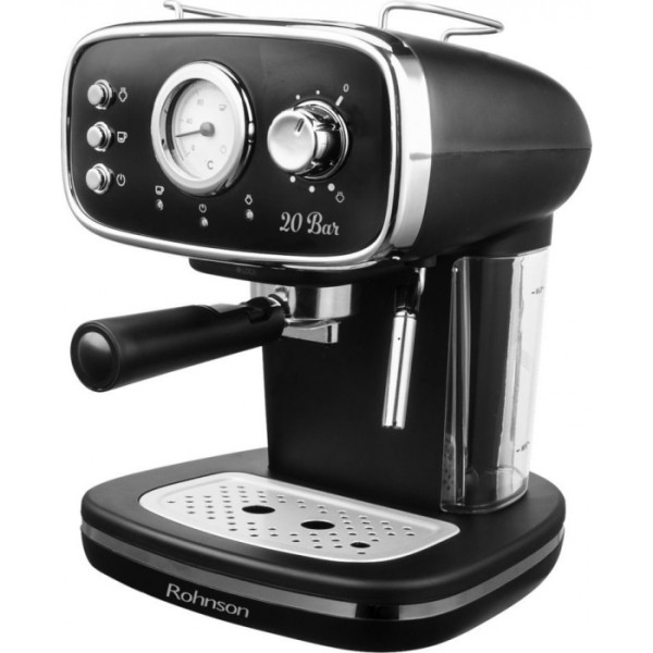 Rohnson R-985 Μαύρη Μηχανή Espresso 1100W Πίεσης 20bar