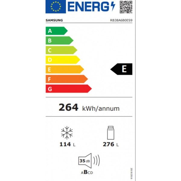 Samsung RB38A6B0ES9/EF Ψυγειοκαταψύκτης 390lt NoFrost Inox Υ203xΠ59.5εκ.