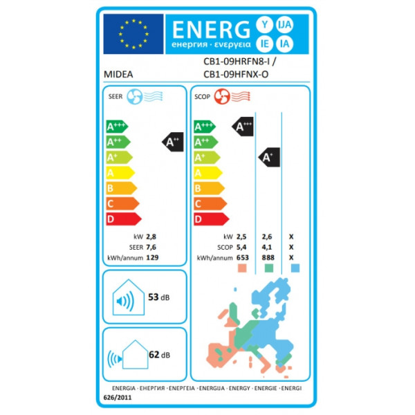 MIDEA BREEZELESS CB1-09HRFN8-1 CB1-09HFNX-O 9000BTU