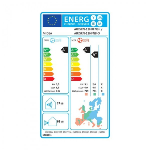 MIDEA AIRGREEN AIRGRN-12HRFN8/12HFN8 12000BTU