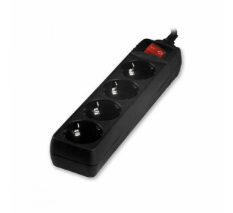 Πολύπριζο V04BK Alfaone 4 θέσεις με διακόπτη 3X1,5mm 1,5m Μαύρο