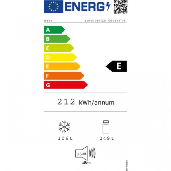 Beko B1RCNE404XB Ψυγειοκαταψύκτης 355lt NoFrost Υ203.5xΠ59.5xΒ66.3εκ. Inox