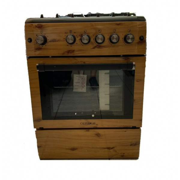 Calfer Gas F6TX40GF-B Wood Κουζίνα Υγραερίου 64lt με Εστίες Υγραερίου Π60εκ. Καφέ