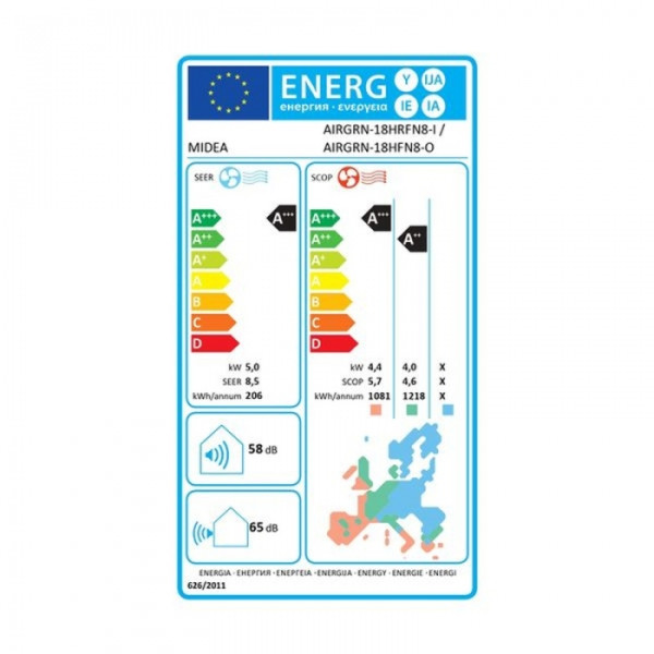 MIDEA AIRGREEN AIRGRN-18HRFN8/18HFN8 18000BTU