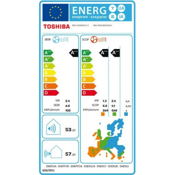 TOSHIBA EDGE WHITE RAS-B10G3KVSG-E/RAS-10J2AVSG-E 9000BTU