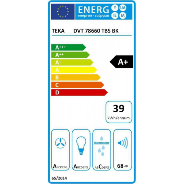Teka DVT 78660 TBS Απορροφητήρας Καμινάδα 70cm Μαύρος