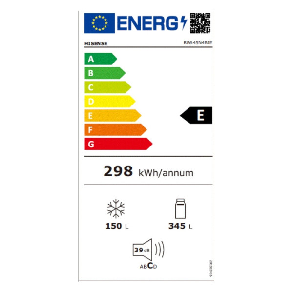 Hisense RB645N4BIE Ψυγειοκαταψύκτης 495lt NoFrost Υ200xΠ70.4xΒ69.5εκ. Inox