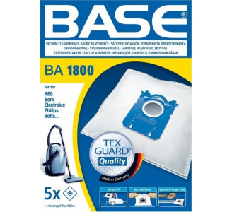 BASE BA1800 Σακούλες Σκούπας 5τμχ Συμβατή με Σκούπα AEG / Electrolux / Philips