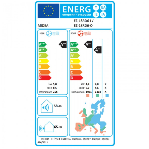 MIDEA SOLSTICE EZ-18RD6-I/EZ-18RD6-O 18000BTU