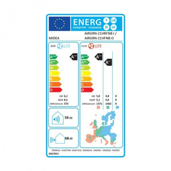 MIDEA AIRGREEN AIRGRN-21HRFN8/21HFN8 21000BTU