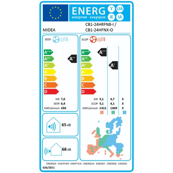 MIDEA BREEZELESS CB1-24HRFN8-I /CB1-24HFNX-O 24000BTU